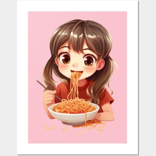 Girl Eating Spaghetti Posters and Art